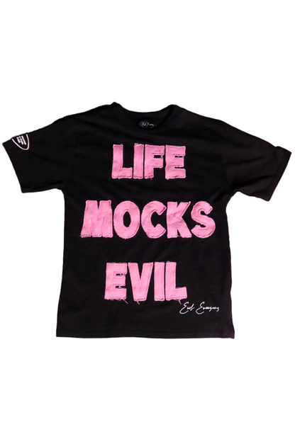 LIFE MOCKS EVIL T-SHIRT PINK